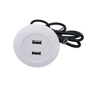 yanwuwa Enchufe USB redondo empotrado para montaje en panel con 2 puertos | Toma de corriente USB de montaje empotrado con placa frontal redonda para instalaciones de panel, salida de 5 V 2 A y cable