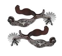 yanwuwa Espuela de caballo tallada a mano de metal de repuesto de vaca occidental para hombre, equipo de competencia, fácil de usar, caballo de metal para hombres, mujeres y hombres