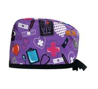 yanwuwa Gorras sanitarias estampadas para enfermeras, médicos, cuidado médico, turbante redondo, gorro para pérdida de cabello, para pacientes con cáncer, sanitario, moderno, B, Talla única