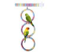 yanwuwa Interactively - Plataforma de entrenamiento de aves para loros, juguete de escalada con cuentas masticables, multifuncional, parque infantil, madera natural, puente colgante