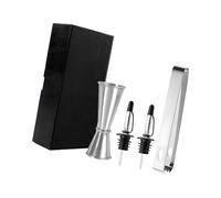 yanwuwa Juego completo de herramientas para cócteles de acero inoxidable, pinzas de hielo de 500 ml, taza medidora y boquillas a prueba de goteo para uso doméstico o profesional, con abrazaderas de