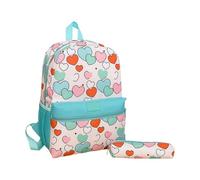 yanwuwa Juego de mochila y estuches para bolígrafos de dibujos animados, práctica mochila escolar para niños y niñas con gran capacidad y correa ajustable, Green Love
