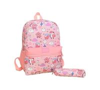 yanwuwa Juego de mochila y estuches para bolígrafos de dibujos animados, práctica mochila escolar para niños y niñas con gran capacidad y correa ajustable, Pink