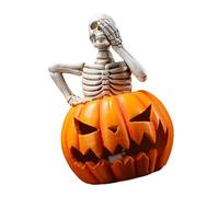 yanwuwa Lámpara de mesa de calavera de calabaza brillante, lámpara decorativa de resina para interiores y exteriores, decoración festiva, luz de calabaza