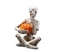 yanwuwa Lámpara de mesa de calavera de calabaza brillante para Halloween, lámpara decorativa de resina para interiores y exteriores, decoración festiva, luz de calabaza