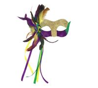 yanwuwa Listo para festivales, con plumas, mitad adecuada para carnavales, Halloween y eventos de disfraces, ofrece una cómoda purpurina de larga duración