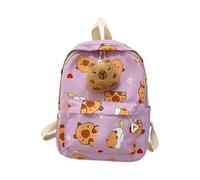 yanwuwa Mochila de dibujos animados Capybara para niños, diseño delicado y cómodo, mochila escolar informal para estudiantes, morado claro