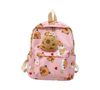 yanwuwa Mochila de dibujos animados Capybara para niños, diseño delicado y cómodo, mochila escolar informal para estudiantes, rosa