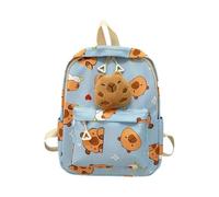 yanwuwa - Mochila de dibujos animados de capybara para niños, diseño delicado y cómodo, mochila escolar, mochila casual para estudiantes, azul