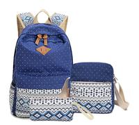 yanwuwa Mochilas para niñas, 3 piezas, mochila escolar para niños y adolescentes con bolsa de hombro, estuches para lápices, bonitas mochilas de viaje para la escuela, azul real
