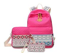 yanwuwa Mochilas para niñas, 3 piezas, mochila escolar para niños y adolescentes con bolsa de hombro, estuches para lápices, bonitas mochilas de viaje para la escuela, Pink