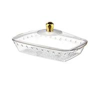 yanwuwa Modern PET Crystals - Plato transparente para servir con bordes dorados para frutas y aperitivos, bandeja de PET de grado alimenticio