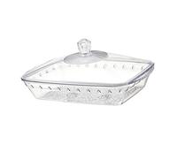 yanwuwa Modern PET Crystals - Plato transparente para servir con bordes dorados para frutas y aperitivos, bandeja de PET de grado alimenticio
