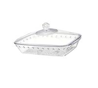 yanwuwa Modern PET Crystals - Plato transparente para servir con bordes dorados para frutas y aperitivos, bandeja de PET de grado alimenticio