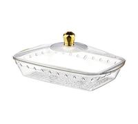 yanwuwa Modern PET Crystals - Plato transparente para servir con bordes dorados para frutas y aperitivos, bandeja de PET de grado alimenticio