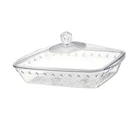 yanwuwa Modern PET Crystals - Plato transparente para servir con bordes dorados para frutas y aperitivos, bandeja de PET de grado alimenticio
