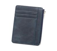 yanwuwa Portatarjetas compacto con cierre y cierre de piel sintética, cartera corta, monedero, bolsillo para cambio para viajes seguros y uso diario, Deep Blues
