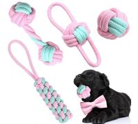 YANXINKE 4 Piezas Set Juguetes para Perros de Cuerda, Juguetes Mascotas con Cuerda de algodón Trenzado, Cuerda de Juguete para Perros Algodón, Puppy Chew Toys, Cuerda de Juguete para Perros Algodón