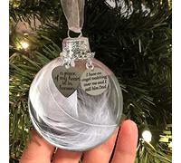 Yanyan Ornamento conmemorativo de Navidad transparente bola de plumas bola de plástico ornamento bola de pluma de ángel Una pieza de mi corazón está en el cielo Decoración de árbol de Navidad