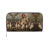 YANYU A Brood of Chickens - Cartera de mano de piel con estampado de gallinas para mujer, estilo casual y de viaje, para todas las ocasiones, Negro -, Talla única, Arte
