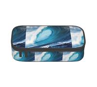 YANYU Big Ocean Wave HD impresión conveniencia caja 8.3 x 2 x 3.7 pulgadas estilo para bolígrafos lápices artículos pequeños, negro, talla única, Negro 1, One size