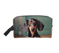 YANYU Bolsa de aseo de viaje con estampado de perro salchicha, bolsas de almacenamiento con asas y organizador portátil de cosméticos, Blanco, Talla única