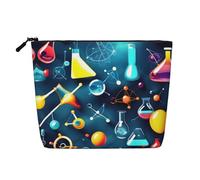 YANYU Bolsa de maquillaje de una sola capa con estampado abstracto de ciencia química, impermeable, organizador de cosméticos de viaje de gran capacidad, Negro -, Talla única