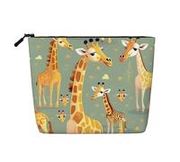 YANYU Bolsa de maquillaje de una sola capa con estampado de jirafas salvajes, impermeable, organizador de cosméticos de viaje de gran capacidad, Negro -, Talla única