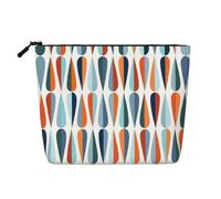 YANYU Bolsa de maquillaje de una sola capa, impermeable, diseño retro de mediados de siglo, con formas de gota, organizador de cosméticos de viaje de gran capacidad, Negro -, Talla única