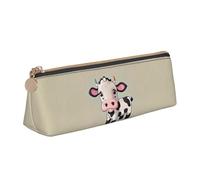YANYU Bonito estuche funcional con estampado de vaca blanca, gran capacidad, 8.3 x 2.2 x 2.4 pulgadas, bolsa triangular con cremallera