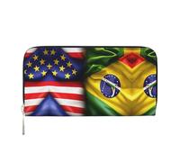 YANYU Cartera de mano de cuero con estampado de banderas estadounidenses y brasileñas para mujer, estilo casual y de viaje, para todas las ocasiones, Negro -, Talla única, Arte