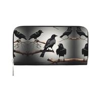 YANYU Cartera de mano de cuero con estampado de cuervo negro con pájaros en una rama para mujer, uso casual y de viaje, para todas las ocasiones, Negro -, Talla única, Arte