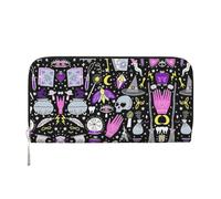 YANYU Cartera de mano de piel con estampado de brujería mágica y bohemio, para mujer, uso casual y de viaje, para todas las ocasiones, Negro -, Talla única, Arte