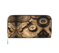 YANYU Cartera de mano de piel con estampado de brújula y mapa del mundo antiguo para mujer, uso casual y de viaje, para todas las ocasiones, Negro -, Talla única, Arte