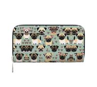 YANYU Cartera de mano de piel con estampado de carlino de chihuahua para mujer, casual, viajes, para todas las ocasiones, color negro, talla única, arte, NEGRO, One Size, Arte
