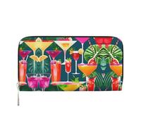 YANYU Cartera de mano de piel con estampado de cóctel tropical para mujer, estilo casual y de viaje, para todas las ocasiones, Negro -, Talla única, Arte