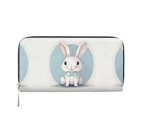 YANYU Cartera de mano de piel con estampado de conejo blanco para mujer, estilo casual y de viaje, para todas las ocasiones, Negro -, Talla única, Arte