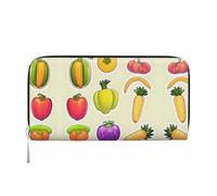 YANYU Cartera de mano de piel con estampado de frutas y verduras de dibujos animados para mujer, uso casual y de viaje, para todas las ocasiones, Negro -, Talla única, Arte