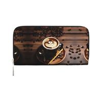 YANYU Delicious Heart Coffee Print Cartera de mano de cuero para mujer, estilo casual y de viaje, para todas las ocasiones, Negro -, Talla única, Arte