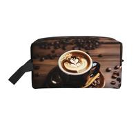 YANYU Delicious Heart Coffee Print - Neceser de viaje con cremallera y asas, organizador portátil de cosméticos, color blanco, talla única, Blanco, One Size
