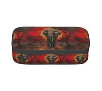 YANYU Estuche de 8.3 x 2 x 3.7 pulgadas con estampado de atardecer de elefante, estilo para bolígrafos, lápices y objetos pequeños