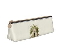 YANYU Estuche funcional con diseño de edificio antiguo con rama de olivo romano y estampado griego, gran capacidad, 8.3 x 2.2 x 2.4 pulgadas, bolsa triangular con cremallera