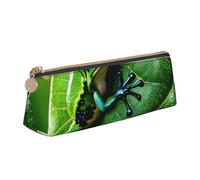 YANYU Estuche funcional con estampado de hojas de rana, gran capacidad, 8.3 x 2.2 x 2.4 pulgadas, bolsa triangular con cremallera