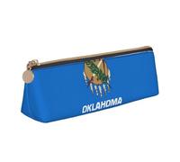 YANYU Estuche funcional con estampado de la bandera del estado de Oklahoma, gran capacidad, 8.3 x 2.2 x 2.4 pulgadas, bolsa triangular con cremallera, blanco, One Size
