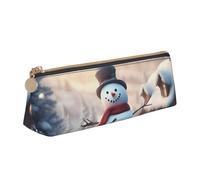YANYU Estuche funcional con estampado de muñeco de nieve de Feliz Navidad, gran capacidad, 8.3 x 2.2 x 2.4 pulgadas, bolsa triangular con cremallera