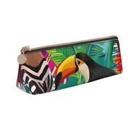 YANYU Estuche funcional con estampado de pájaros tropicales y hojas de plantas, gran capacidad, 8.3 x 2.2 x 2.4 pulgadas, bolsa triangular con cremallera
