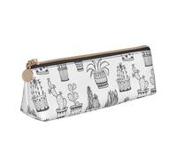 YANYU Estuche funcional con estampado de plantas de cactus, gran capacidad, 8.3 x 2.2 x 2.4 pulgadas, bolsa triangular con cremallera, blanco, One Size