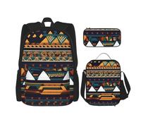 YANYU Estuche para lápices con estampado étnico africano, ligero, casual, a la moda, bolsa de almuerzo, bolsa de viaje de gran capacidad, color negro, talla única, NEGRO, talla única