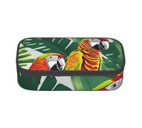 YANYU Estuche práctico con estampado de flores tropicales y hojas de loro, 8.3 x 2 x 3.7 pulgadas, estilo para bolígrafos, lápices y objetos pequeños