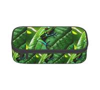 YANYU Estuche práctico con estampado de hojas de rana de 8.3 x 2 x 3.7 pulgadas, estilo para bolígrafos, lápices y objetos pequeños